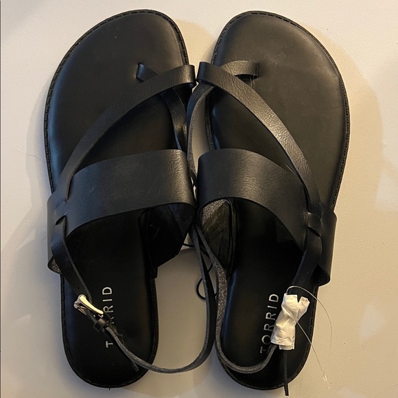 torrid Shoes - Torrid sz8 wide Black Leather Sandals NWOT